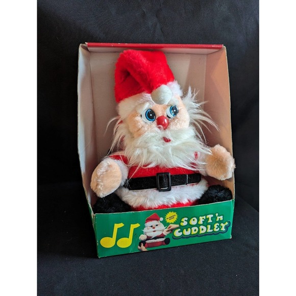 Vintage 1985 Well Made Toy Christmas Santa Musical Lights Plush W Box Works 12” - Picture 1 of 9